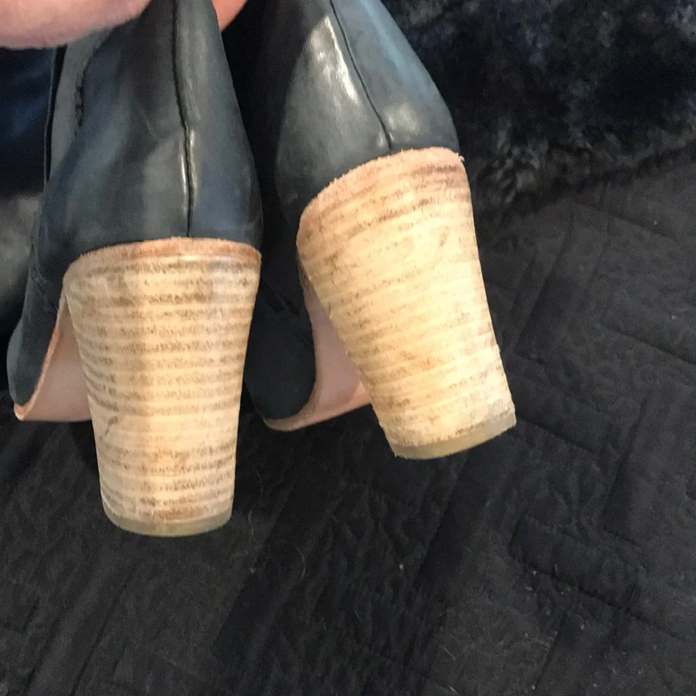 Free People Black Over-the-Knee Leather Block Heel Boots